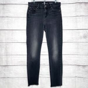 7 For All Mankind | Black Roxanne Ankle Jegging Jean Raw Hem 24